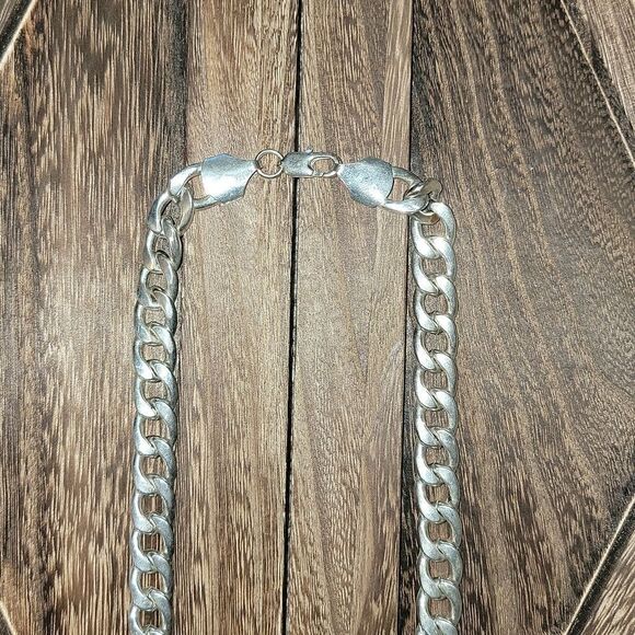 Sterling Silver 925 Cuban Link Solid Necklace Heavy 96.6 Grams 20 Inches - Picture 6 of 12